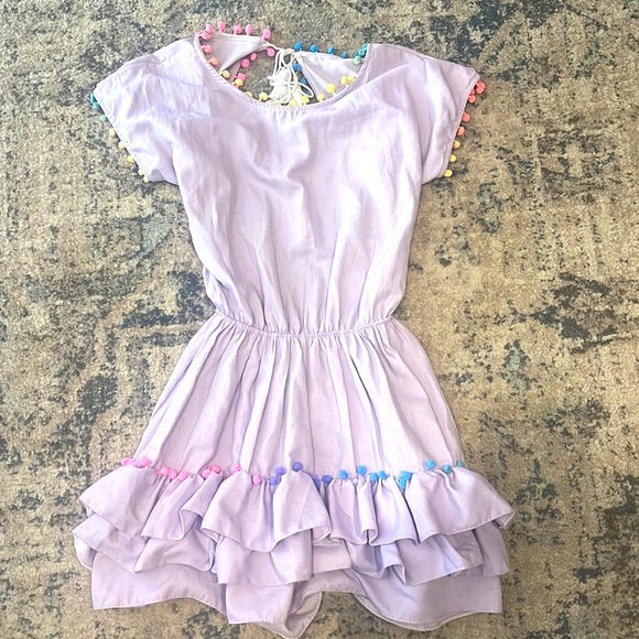 Peixoto Nissi Pom-Pom Dress Swim Cover-Up Tulum Lavender Purple with Cutout - Picture 7 of 11